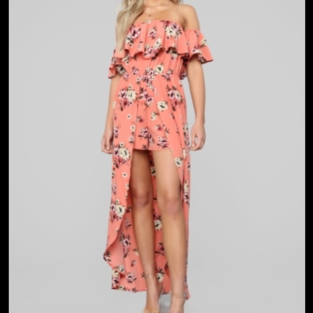 Sweet Gardenia Maxi Romper - Coral